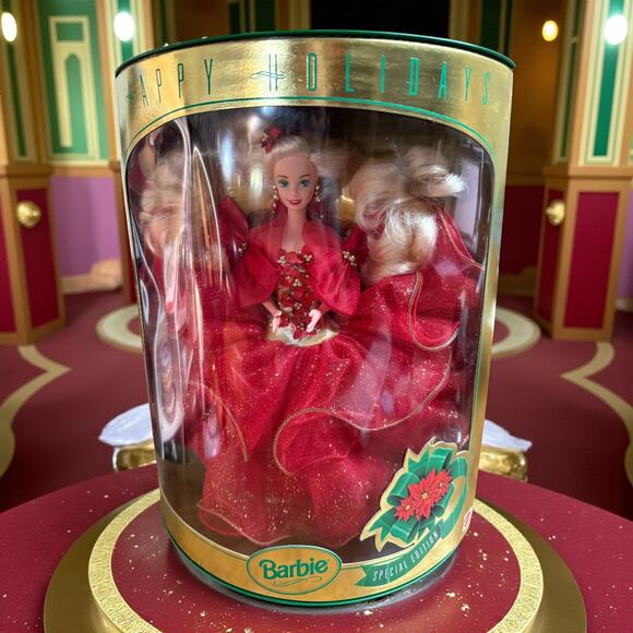 Vintage 1993 Happy Holidays Barbie Christmas Doll Special Edition Mattel #10824 - Picture 1 of 7
